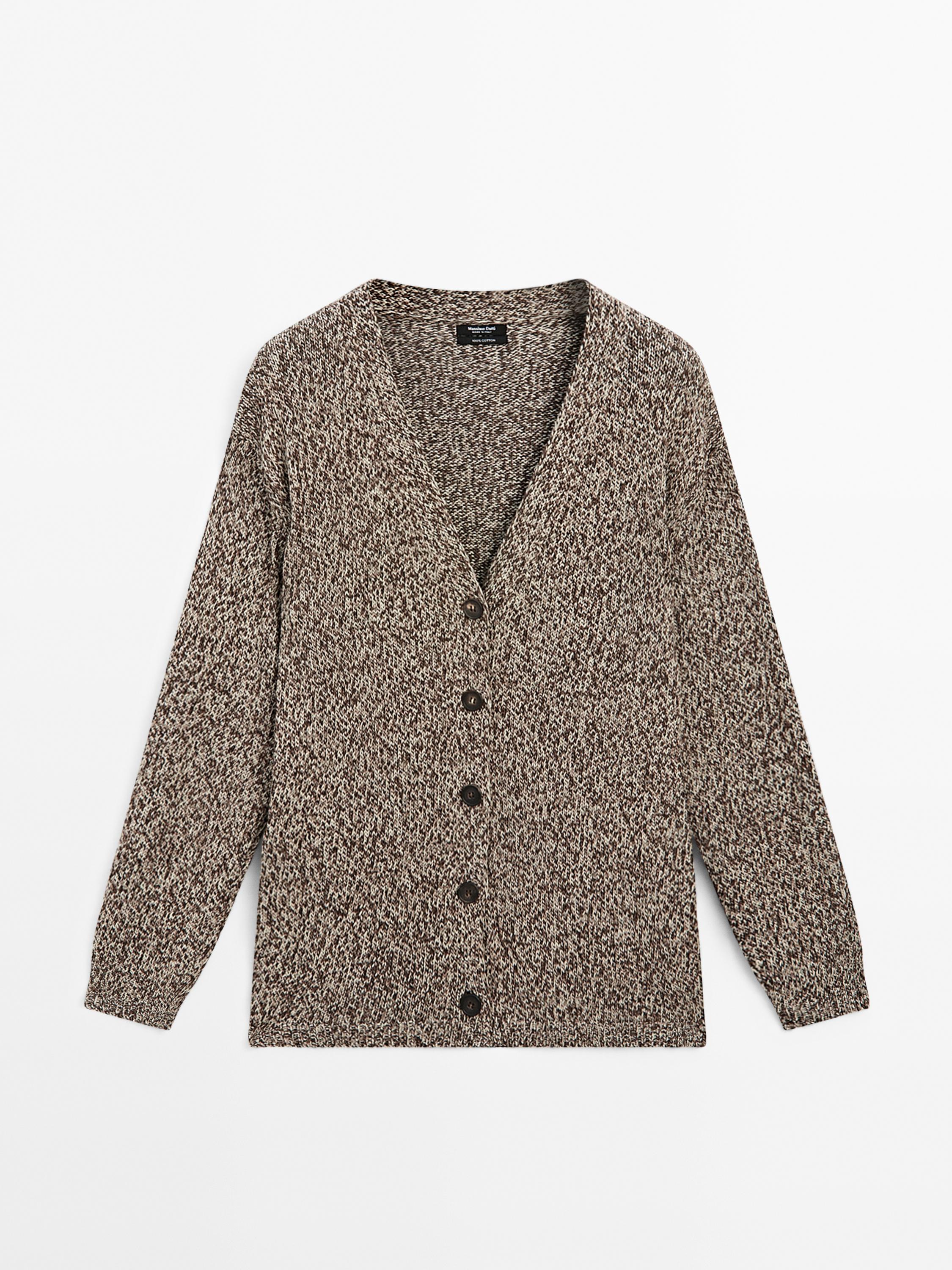 Mouliné V-neck long cardigan